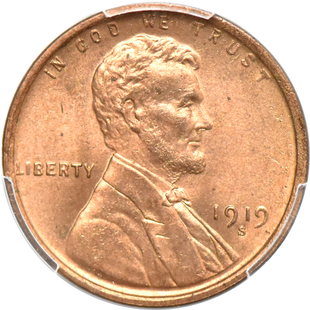 1910-S MS-65RD, and an 1919-S MS-64RD, both PCGS