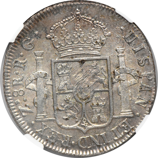 Mexico - 1821-Zs RG Zacatecas "HISPAN" 8 reales - NGC MS-61
