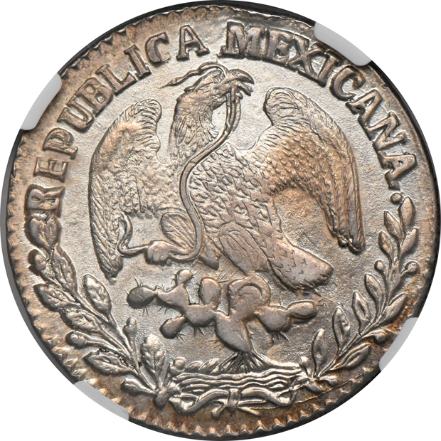 Mexico - 1861- Oa FR Large Eagle of 1861-1862 8 reales - NGC AU-55