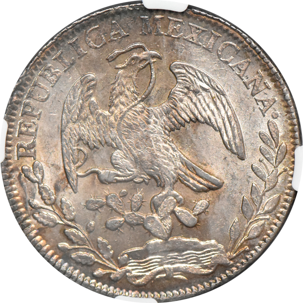 Mexico - 1845-Zs OM Dies of 1846 8 reales - NGC MS-62