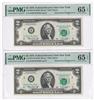 Error Currency - Two sequential 1976 $2 New York Federal Reserve Notes Fr# 1935-B Mismatched Prefix H/B - both PMG GemCU-65 EPQ