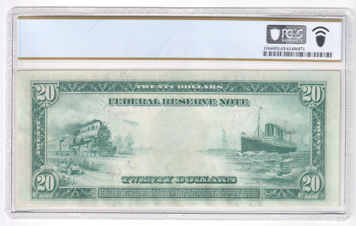 1914 $20 Atlanta Blue Seal Fr# 986 - PCGS ChCU-63 PPQ