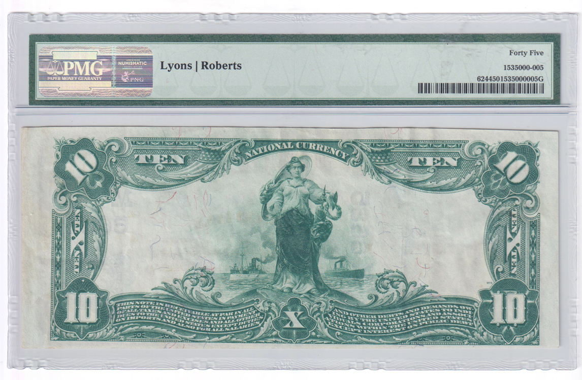 1902 $10 Blue Seal - Hannibal, MO Charter #6635 - PMG XF-45