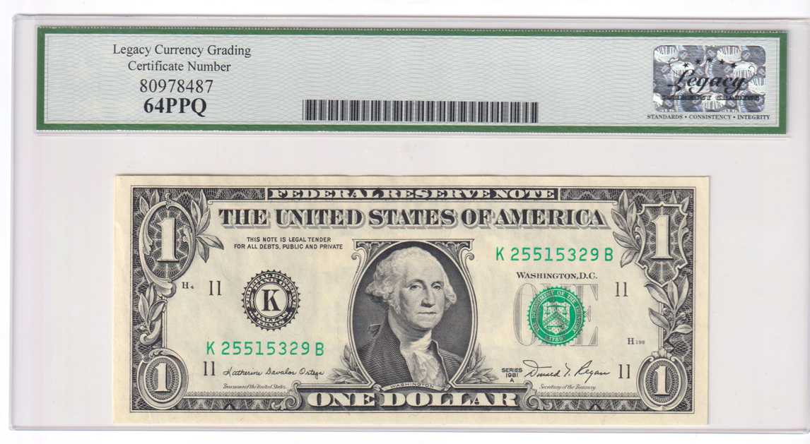 Error Currency - Thre 1981-A Dallas Federal Reserve Notes Fr# 1912-K Partial Face to Back Offset - all PMG ChCU-64 PPQ