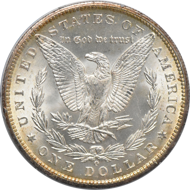 1899 Indian cent MS-64RD, 1879-S Morgan dollar MS-64PL, and an 1899-O MS-63, all PCGS (rattler)