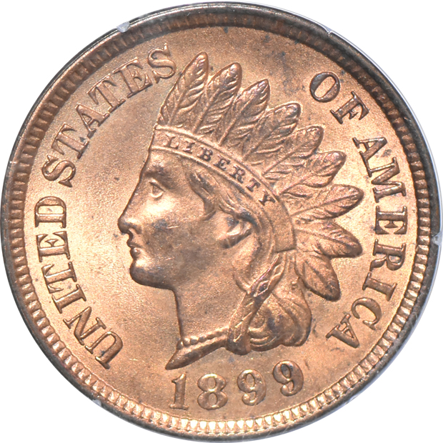 1899 Indian cent MS-64RD, 1879-S Morgan dollar MS-64PL, and an 1899-O MS-63, all PCGS (rattler)