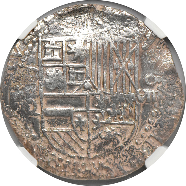 Multiple - (1613-17)-P Q Bolivia Philip III 8 reales VF details/removed from jewelry, (1621-30)-Mo Mexico Philip IV 8 reales Genuine, and a 1744-Mo MF Mexico 8 reales AU details/saltwater damage/cleaned, all NGC