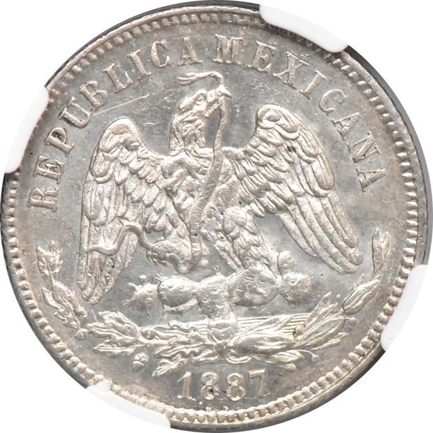 Mexico - 1887-Mo M 25C MS-62, 1888-Mo M 25C MS-63, and an 1889-Mo M 25C MS-62, all NGC