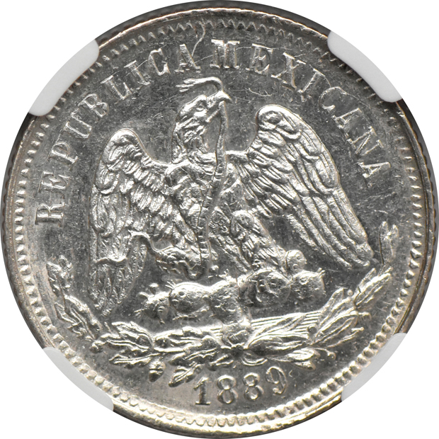 Mexico - 1887-Mo M 25C MS-62, 1888-Mo M 25C MS-63, and an 1889-Mo M 25C MS-62, all NGC