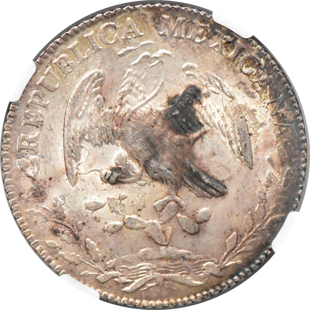 Mexico - 1847-Go PM 8 reales, 1879-Ca AV 8 reales, and an 1896-Mo AB 8 reales all NGC MS-61