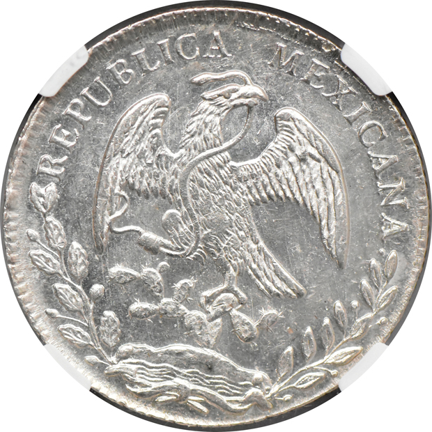 Mexico - 1847-Go PM 8 reales, 1879-Ca AV 8 reales, and an 1896-Mo AB 8 reales all NGC MS-61