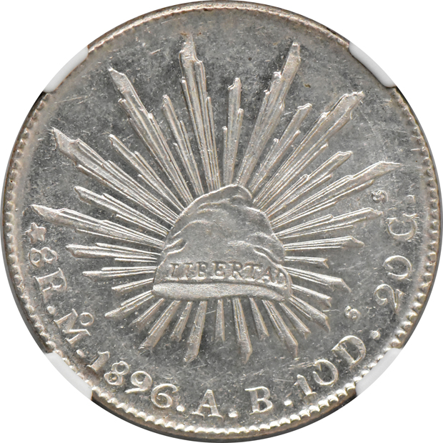 Mexico - 1847-Go PM 8 reales, 1879-Ca AV 8 reales, and an 1896-Mo AB 8 reales all NGC MS-61