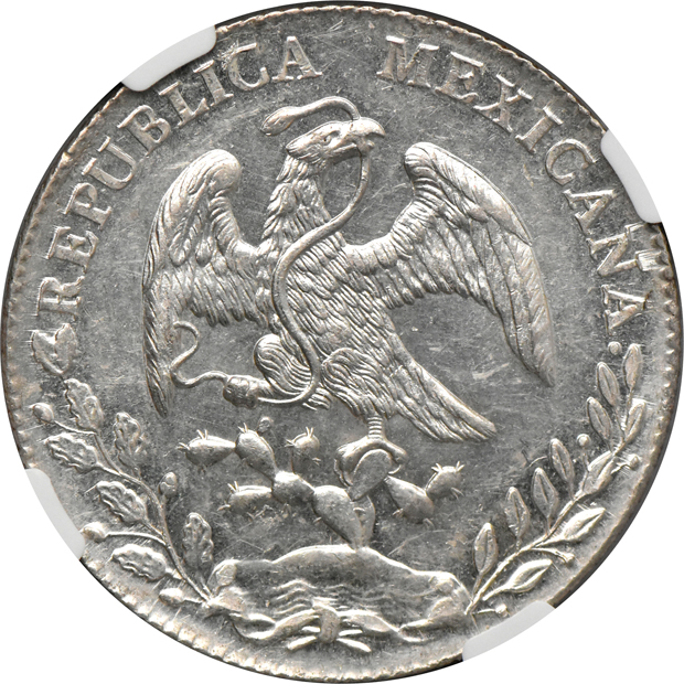 Mexico - 1847-Go PM 8 reales, 1879-Ca AV 8 reales, and an 1896-Mo AB 8 reales all NGC MS-61