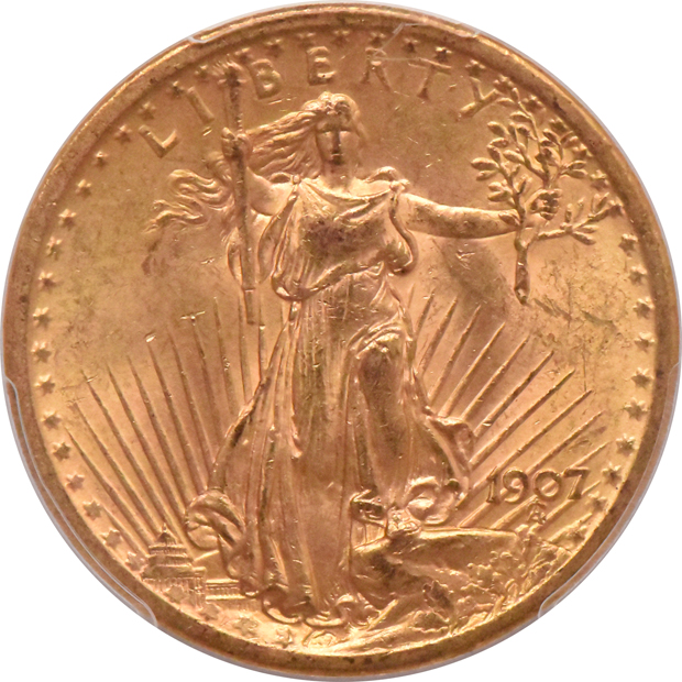 Two 1907 No Motto Saint Gaudens Rough Rider Hoard PCGS MS-62