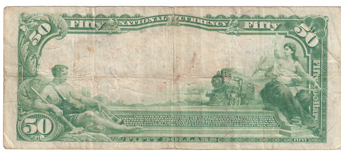 1902 $50 Blue Seal - Galveston, TX Charter #12475 - VF/pinholes