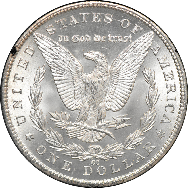 1880-CC GSA, 1881-CC GSA, and an 1885-CC GSA, all CACG MS-62