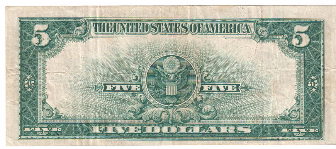 1923 $5 Porthole Fr# 282 - VF/pinhole