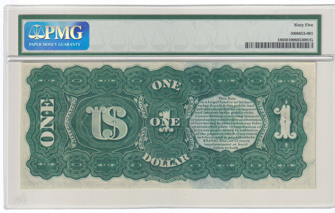 1869 $1 Fr# 18 - PMG GemCU-65