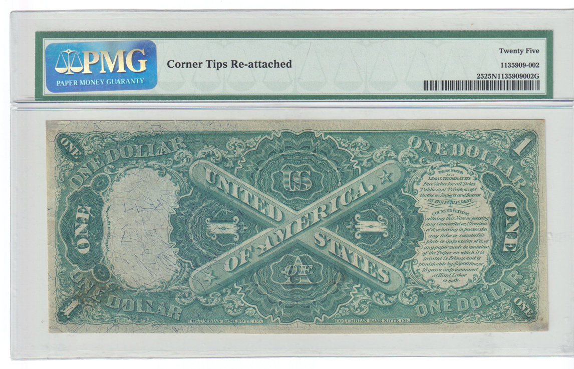 1875 $1 Fr# 25 - PMG VF-25 corner tips re-attached