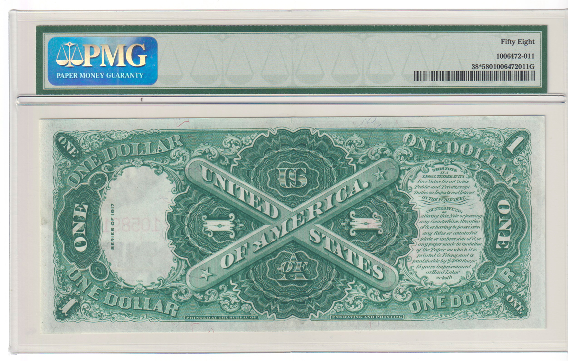 1917 $1 Star Mule Fr# 38* - PMG AU-58