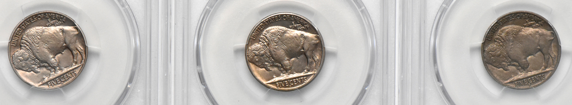 1914-D, 1914-S, and 1916-D, all PCGS AU-58