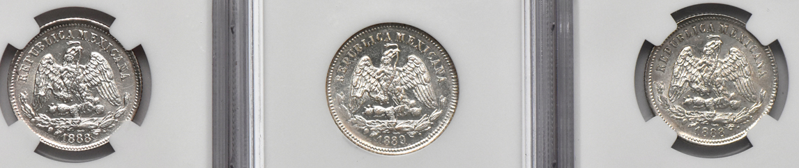 Mexico - Two 1888-Go R 25C and an 1889-Go R 25C, all NGC MS-63