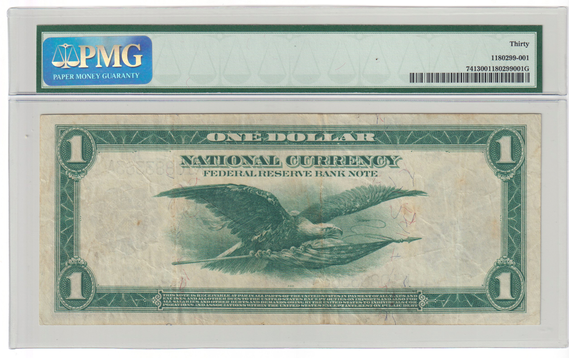 1918 $1 Dallas Fr# 741 - PMG VF-30