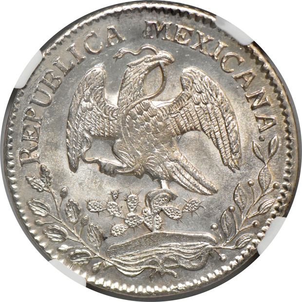 Mexico - 1869-O AE 8 reales - NGC MS-63