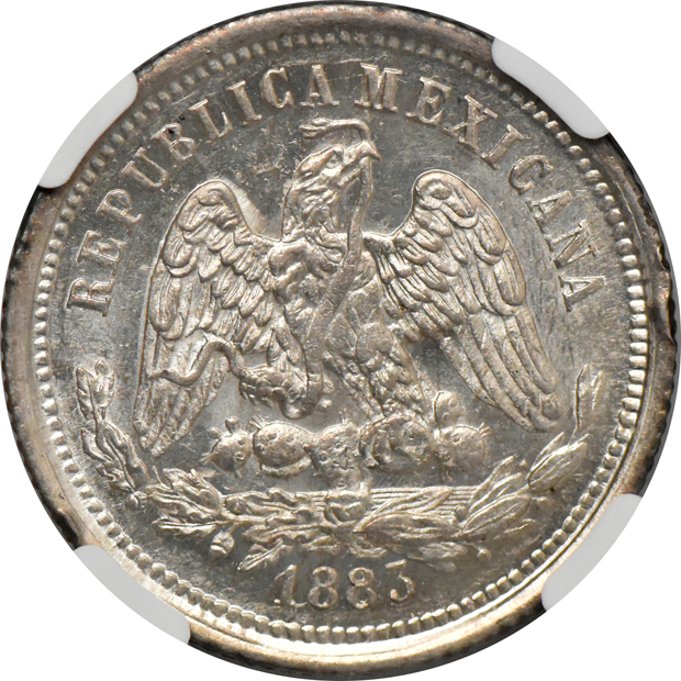 Mexico - 1881-Mo M 25C, and an 1883-Mo M 25C, both NGC MS-62