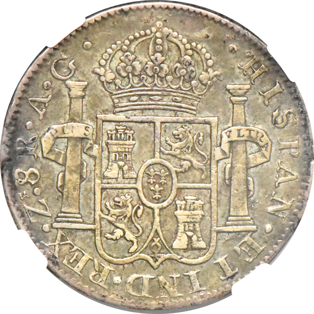 Mexico - 1741-Mo MF 8 reales AU-53, and an 1820-Zs AG 8 reales XF-40, both NGC