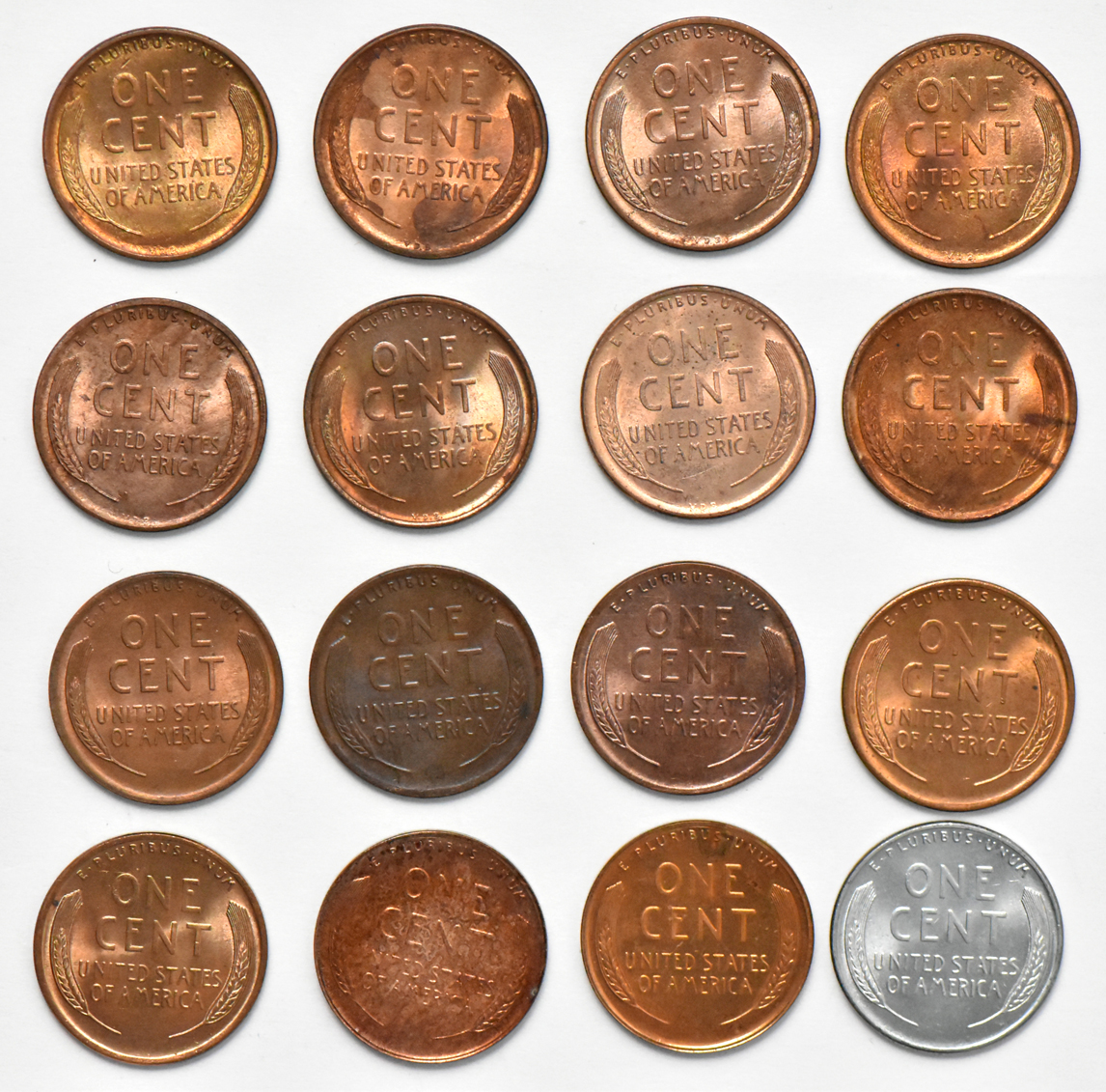 Group of 16 Lincoln cents