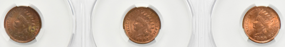 Eight Indian Head cents, all CACG details