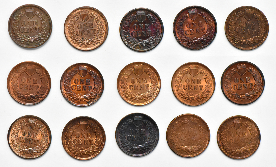 Fifteen Indian Head cents
