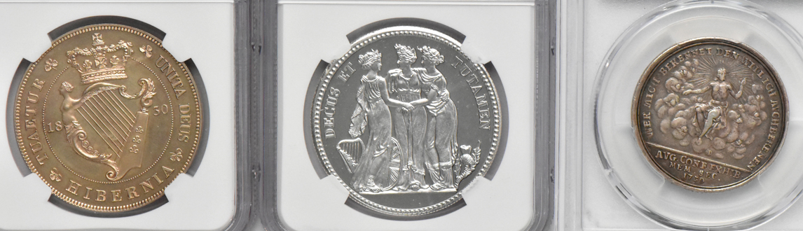 Multiple - Nine certified World coins and medals