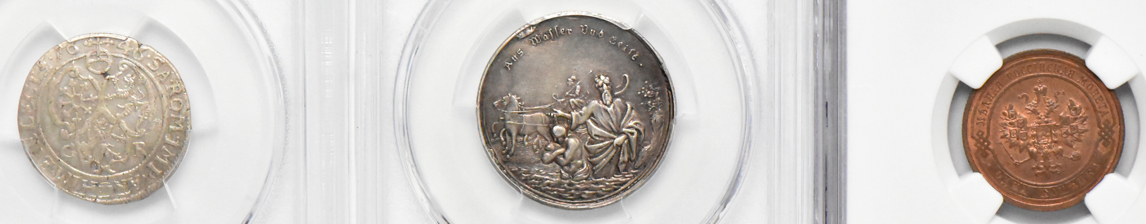 Multiple - Nine certified World coins and medals