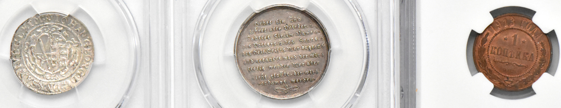 Multiple - Nine certified World coins and medals