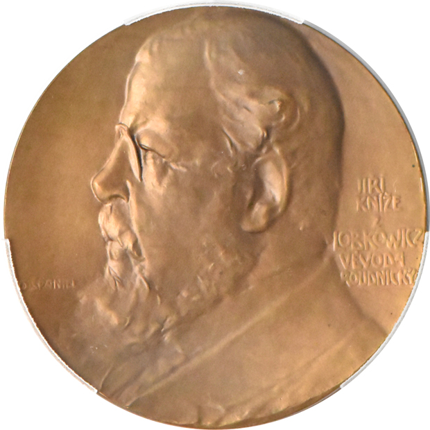 Multiple - Four medals and a 2/3 thaler, all PCGS
