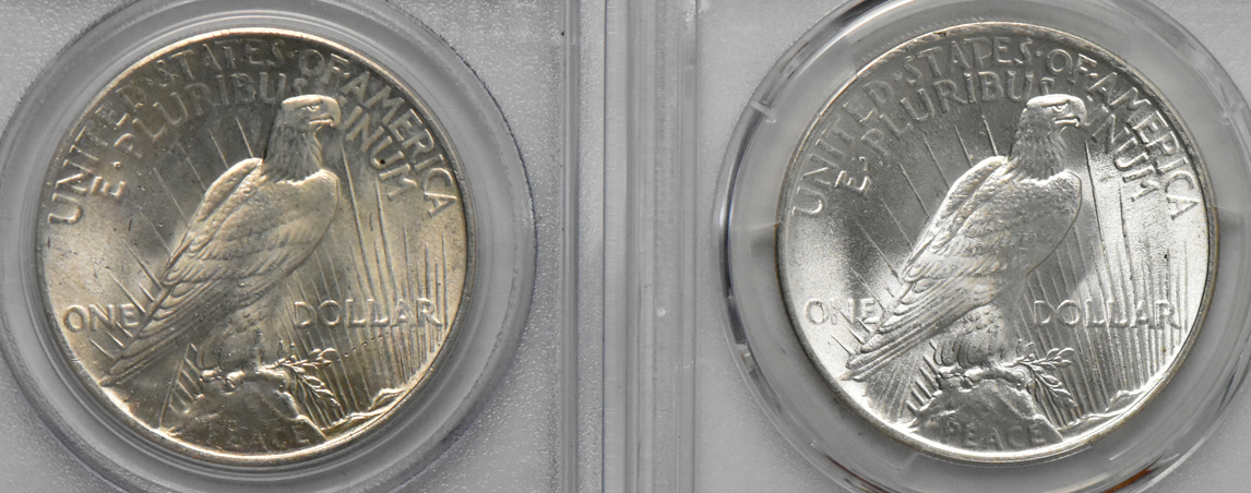 Four GEM Peace dollars certified by PCGS