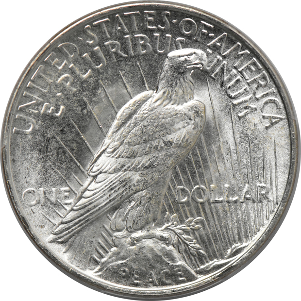 1922-D MS-64, 1923-S MS-64, and a 1927 MS-63 (damaged holder), all PCGS