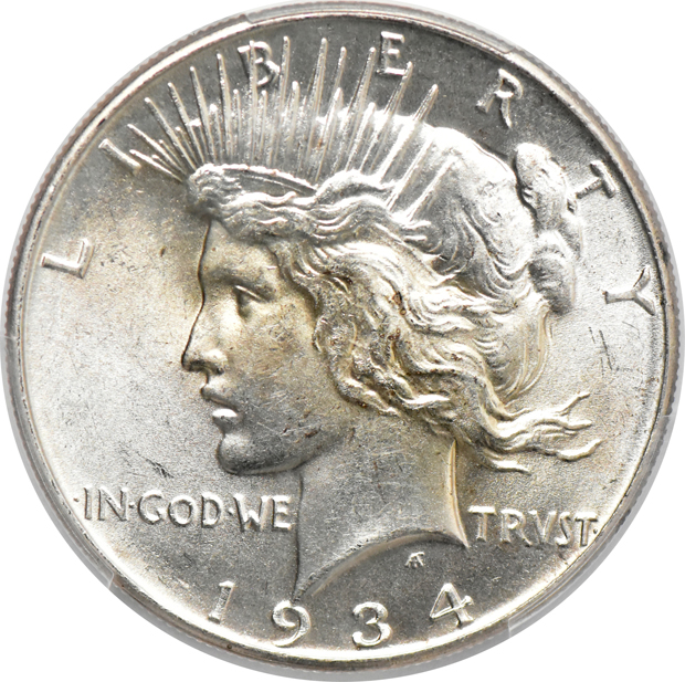 1934 MS-63, 1934-D MS-63, and a 1935 MS-64, all PCGS