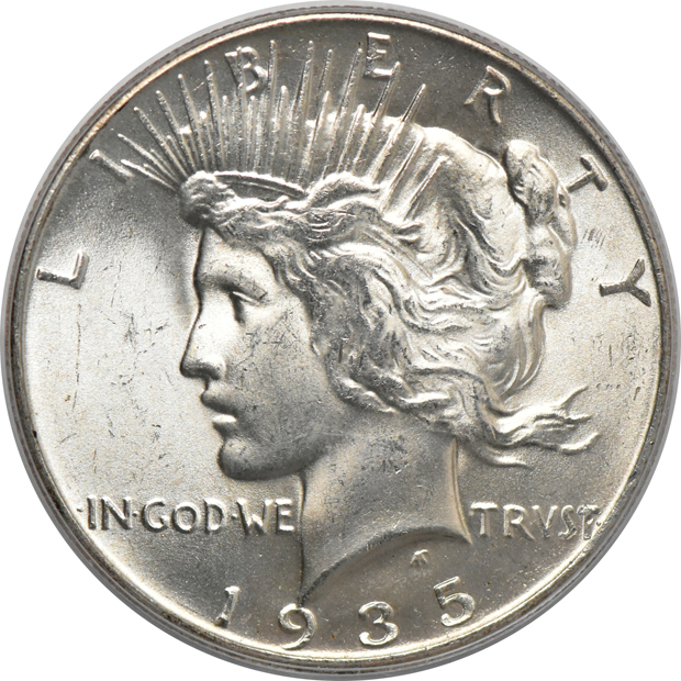 1934 MS-63, 1934-D MS-63, and a 1935 MS-64, all PCGS