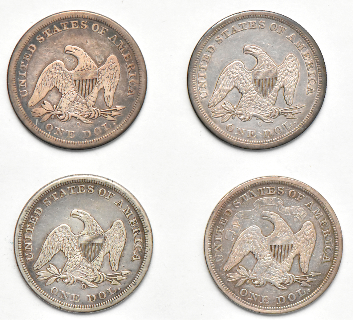 Four Liberty Seated dollars