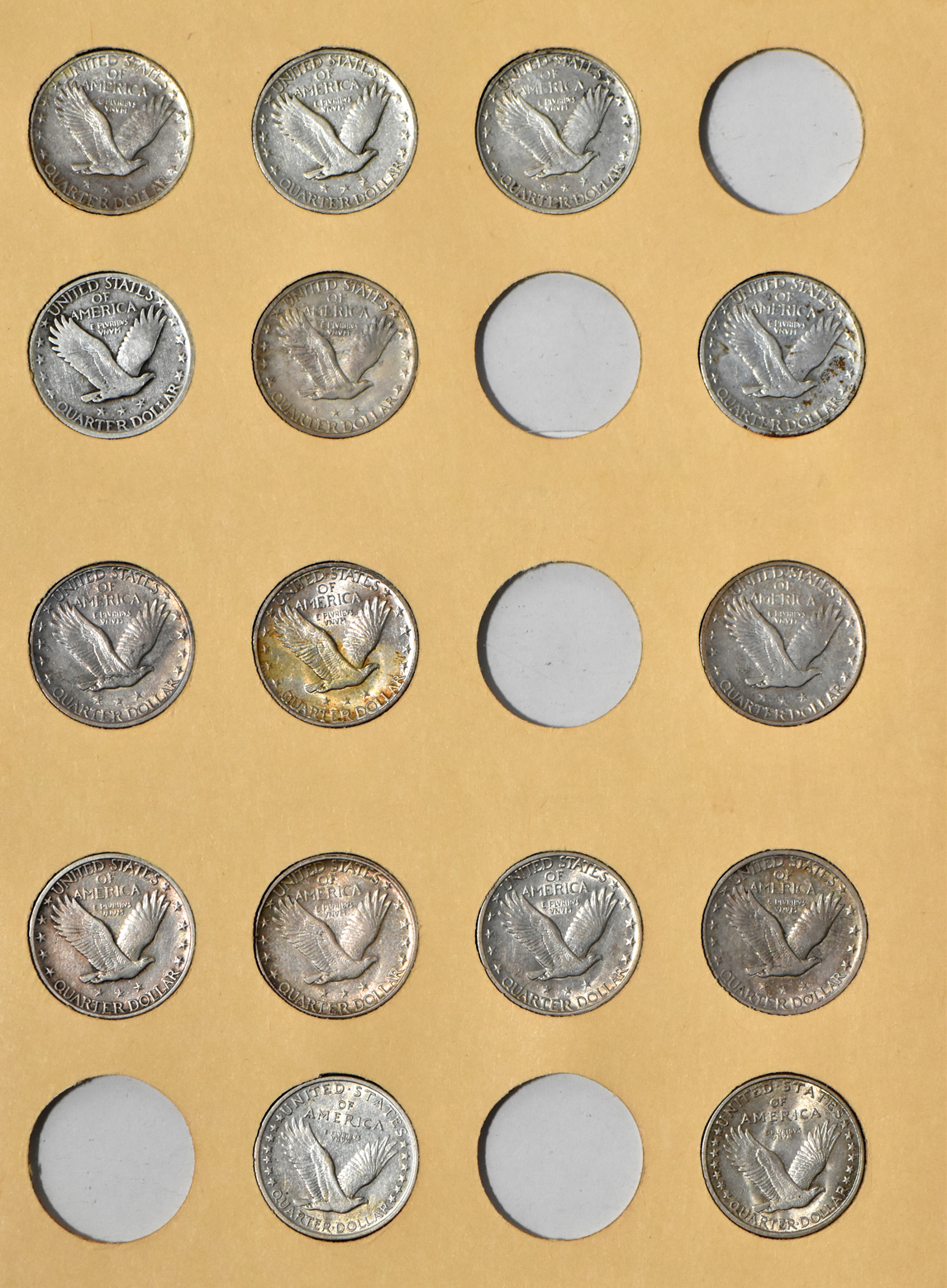 Collection of 29 different Standing Liberty quarters in a Library of Coins VOL. 14 album