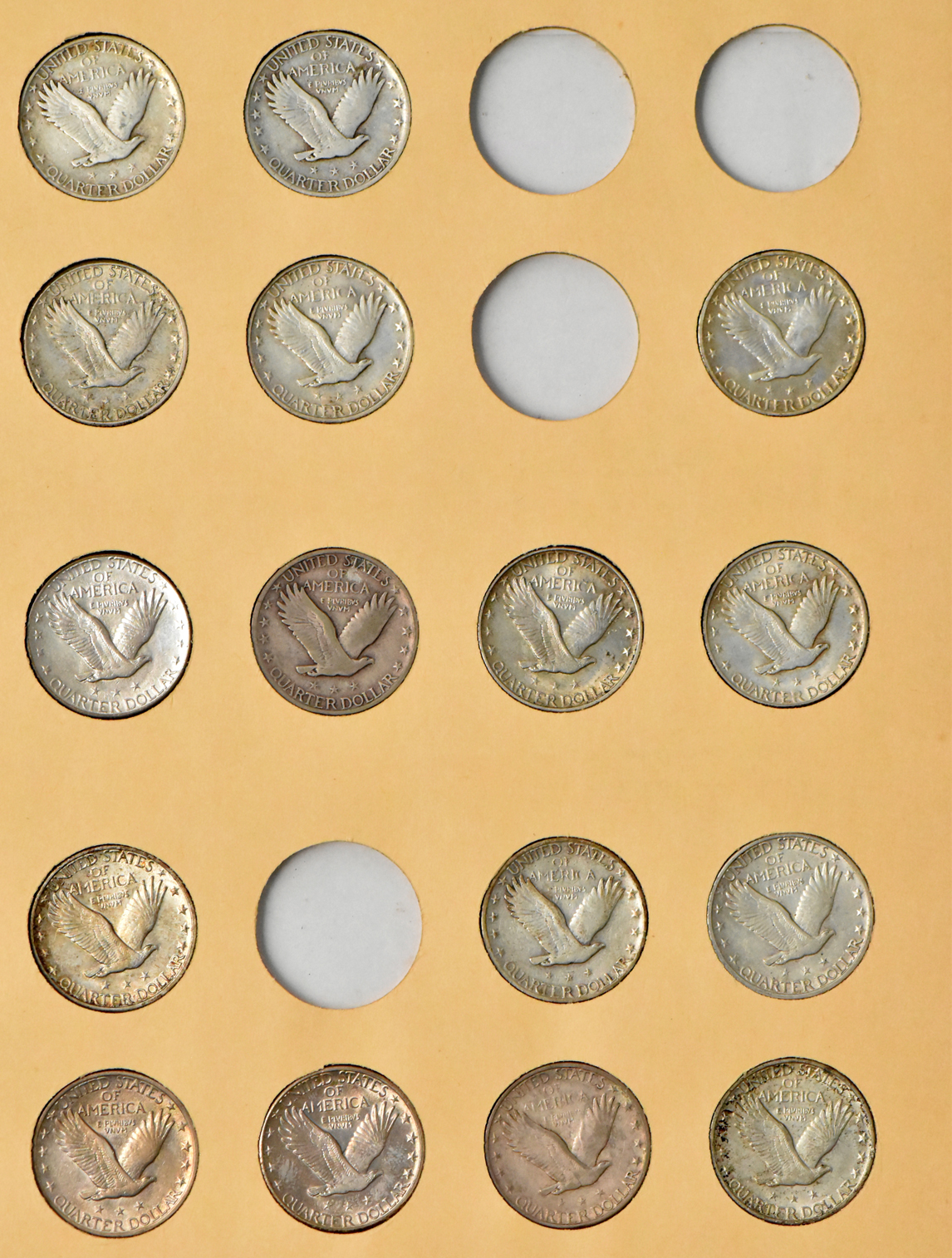 Collection of 29 different Standing Liberty quarters in a Library of Coins VOL. 14 album