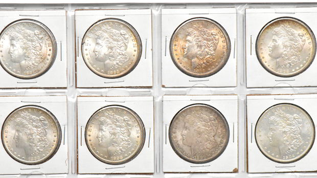 Group of 17 Morgan silver dollars