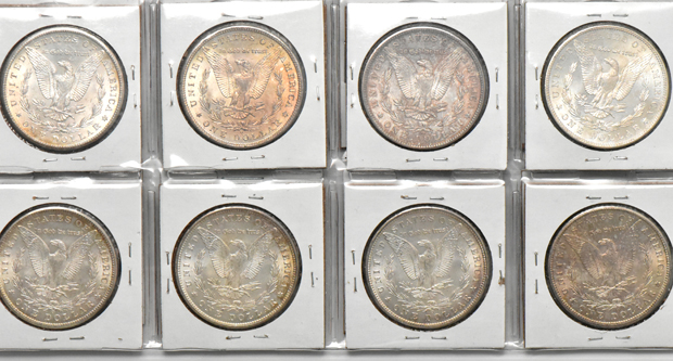 Group of 17 Morgan silver dollars