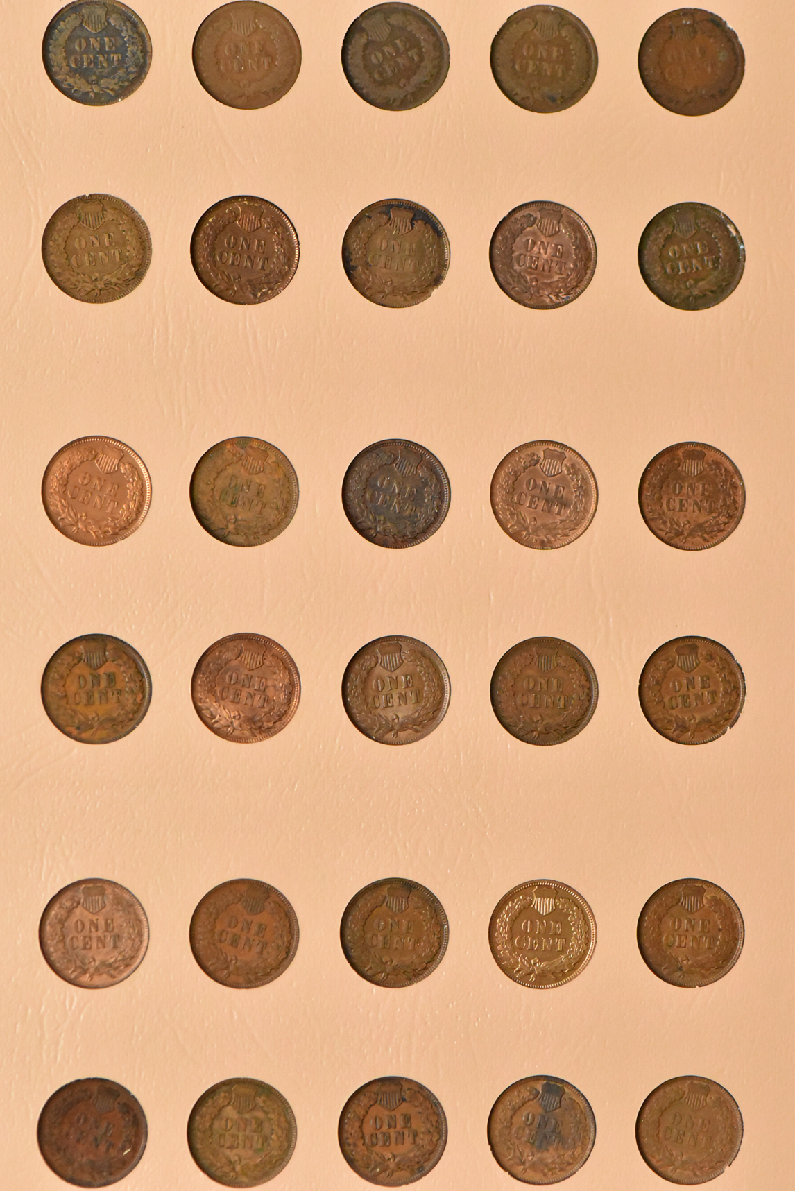 Collection of Flying Eagle and Indian Head cents, plus extras, in a complete Dansco 7101 album