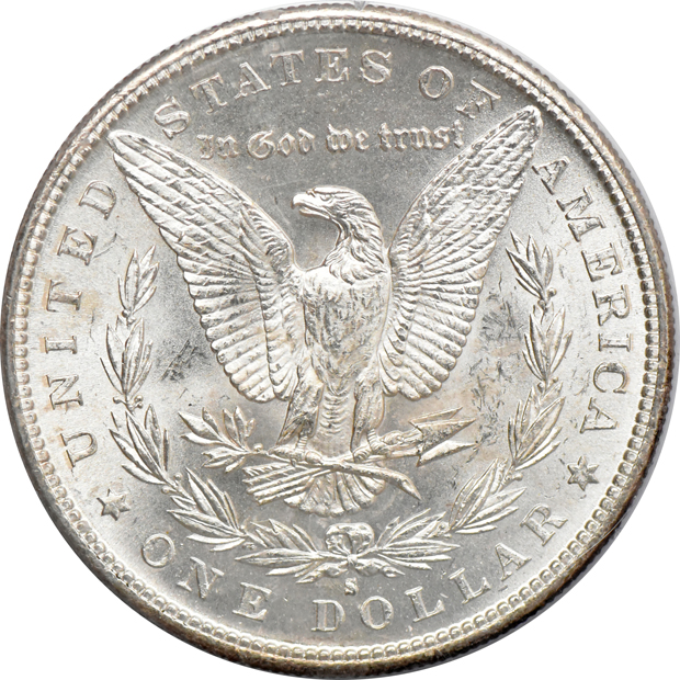 1885-S MS-61PL, and an 1885-S MS-63, both PCGS (rattler)