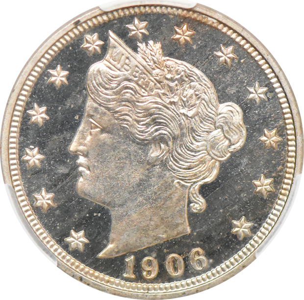 1883 No Cents PR-65+, and a 1906 PR-64CAM, both CACG