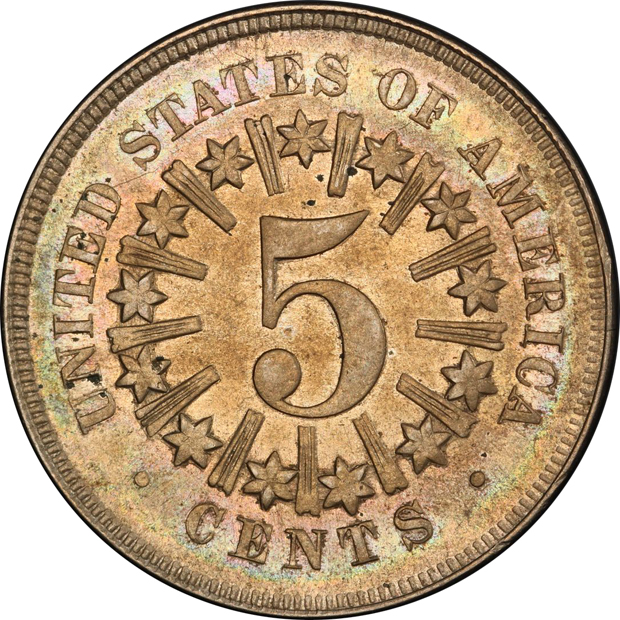 1866 Rays PCGS AU-58 CAC